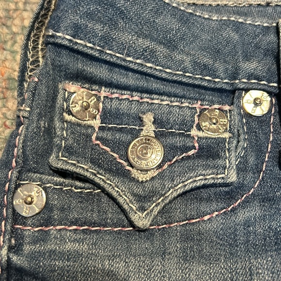 NWOT True Religion size 24 skinny jeans pink&white stitching - Picture 12 of 13